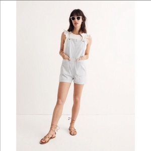 Madewell Tie Strap Striped Overall Shorts
